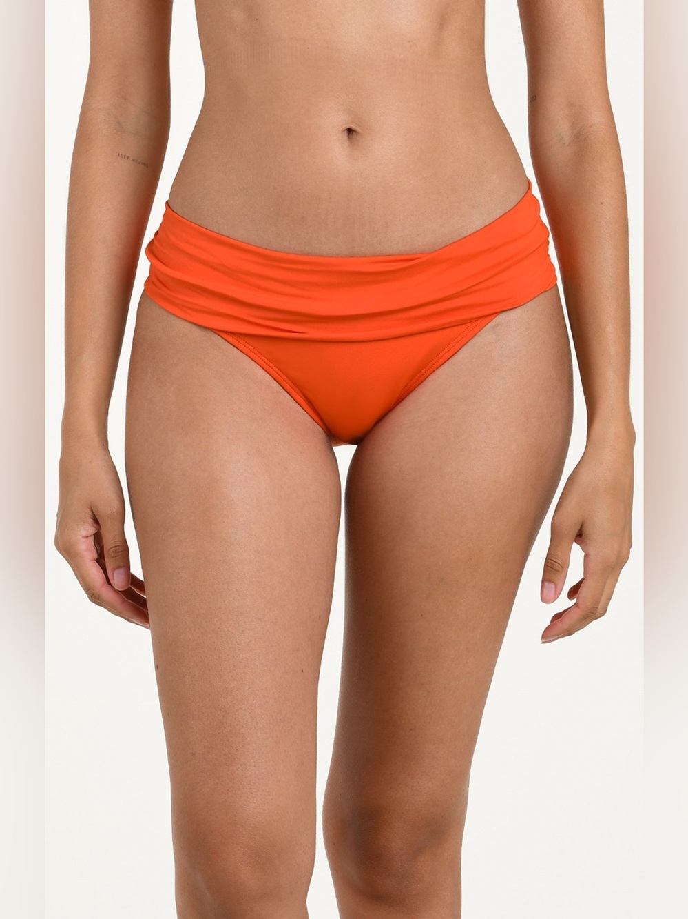 La Blanca Island Goddess Ruched Band Hipster Bottom Tangelo Size 6 NWT